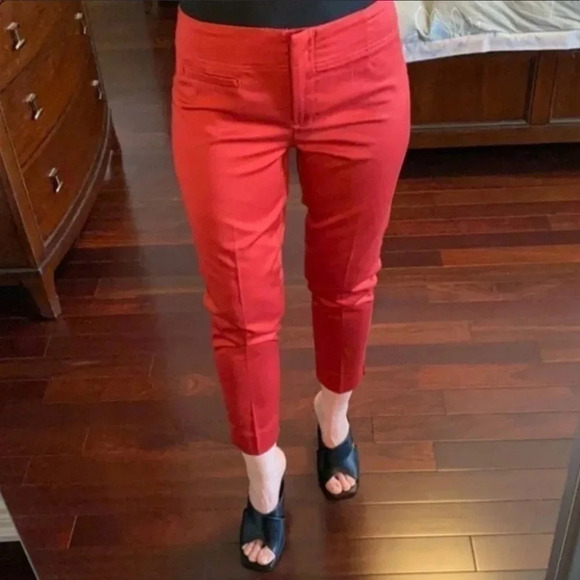 Ricki’s Slim Fit Ankle  Slit Cropped Pants Cotton Sateen Burnt Orange Size 0 - Picture 12 of 16
